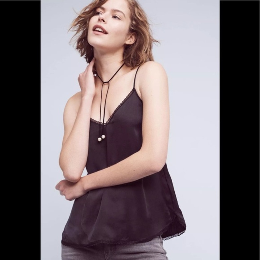 Anthropologie By Eloise Black Silk Camisole